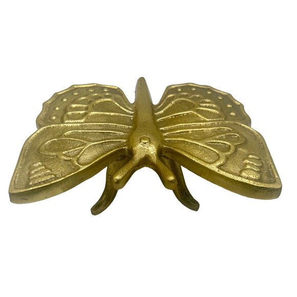 Gold Tone Metal Large Butterfly Figurine Home Decor Brass Tone 7"Wx5.5"Dx2.25"H - Picture 6 of 8